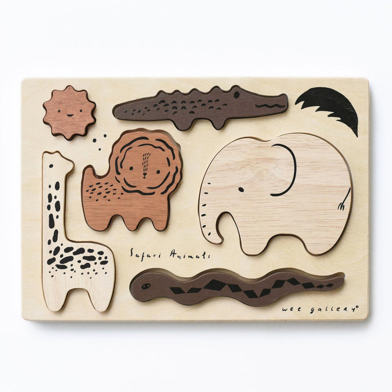 Wee Gallery Wooden Tray Puzzle - Safari Animals