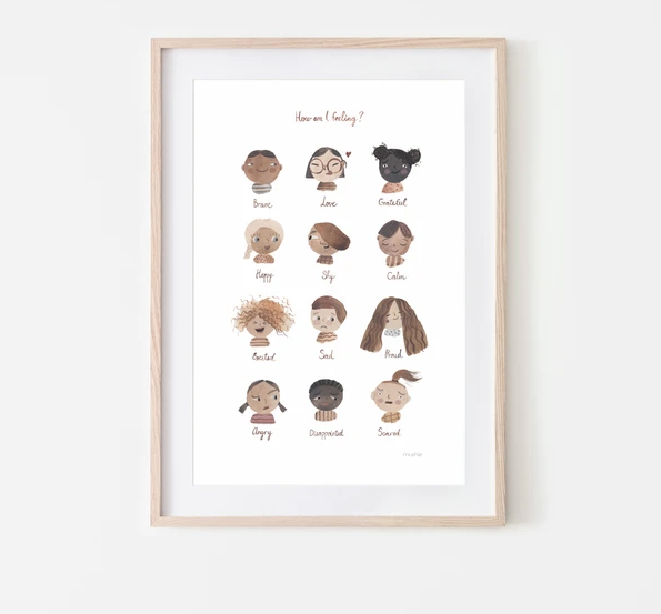 mushie children's feelings and emotions illustrated print
