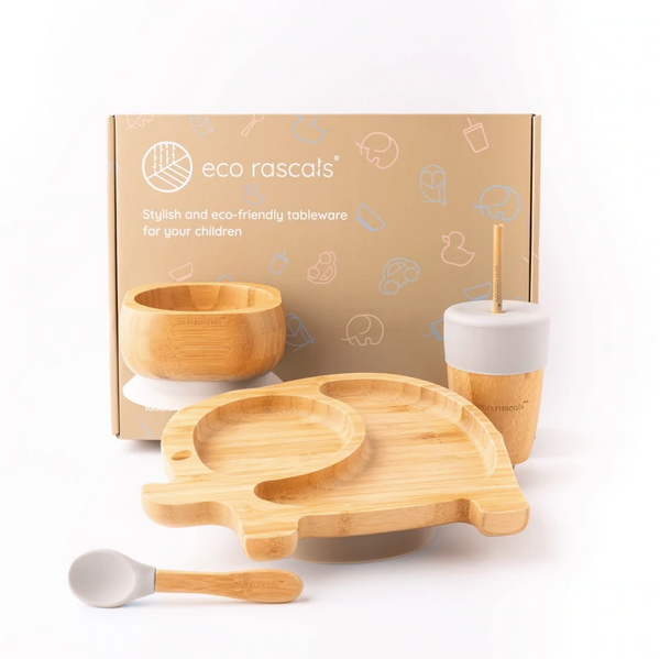 Eco Rascals Elephant Section Plate Gift Set (inc. one suction plate, bowl, spoon, cup & straw)