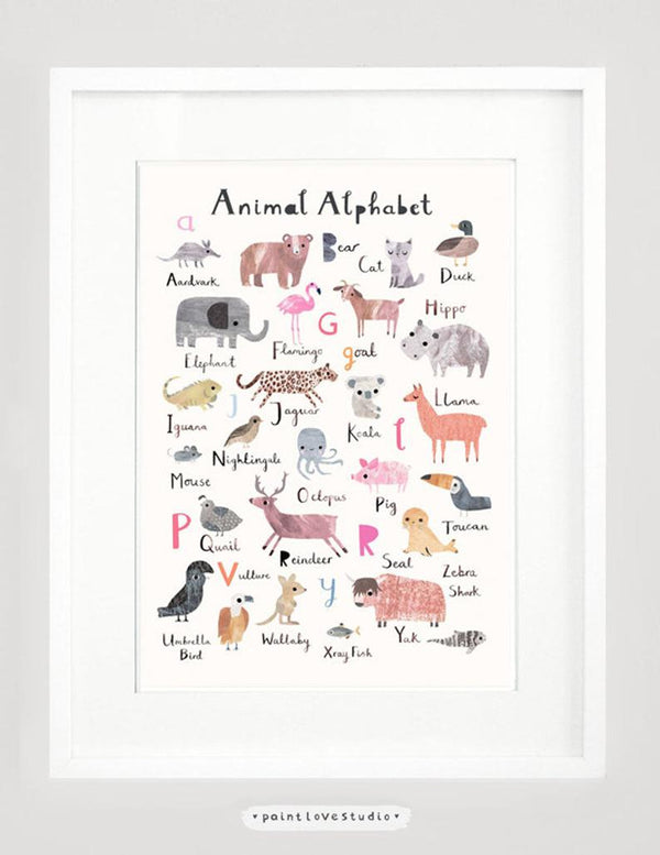animal alphabet nursery print